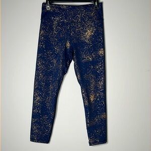 ZIYA ACTIVE Women’s Navy Blue Metals Gold High Rise Leggings Size 8/10